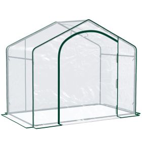 Outsunny 6' x 3' x 5' Portable Walk-in Greenhouse, PVC Cover, Steel Frame Garden Hot House, Zipper Door, Top Vent for Flowers, Vegetables, Saplin