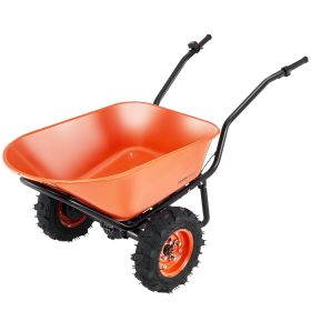 VEVOR Electric Wheelbarrow Cart, 500W Powered Utility Garden Wagon Dump Cart, 7 Cu. Ft. Load & 573 lbs Capacity with Metal Handle & 16" Track Whe