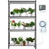 Plant Stand with Grow Light, Grow Light Shelf with Cover and Thermometer, 4 Tiers 180W Plant Shelf with Grow Light