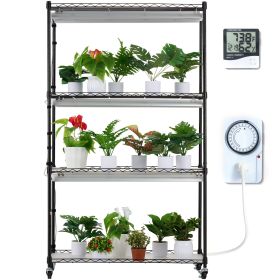 Plant Stand with Grow Light, Grow Light Shelf with Cover and Thermometer, 4 Tiers 180W Plant Shelf with Grow Light