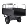 Garden Utility Trailer, 17 Cu. Ft & 600lbs Capacity, ATV UTV Hauling Trailer, Tow Behind Steel Dump Cart with 16" Tires, Hand Pull or Foot Pedal