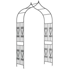 8.7FT Garden Arch Trellis, Outdoor Wedding Arbor for Ceremony with Scrollwork Design for Climbing Roses, Vines and Plants