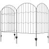 4 Pack Garden Fencing for Yard, Decorative Fence Panels as Animal Barrier and Flower Edging, Circle, Black, Wave