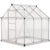 6' x 6' x 6.6' Polycarbonate Greenhouse, Walk-In Green House Kit Garden, Plants Grow, Galvanized Sheet Aluminum Frame with Rain Gutter
