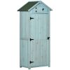 30" x 21" x 71" Garden Storage Shed, Outdoor Tool Utility Storage House with 3 Tier Shelves and Roof, Blue