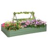 6' x 3' x 1' Raised Garden Bed with 2 Trellis Tomato Cages, Steel Frame Elevated Planter Box, Light Green