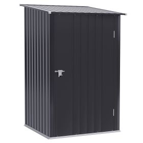 Garden Tool Storage Shed, Small Steel Shed with Lockable Door for Garden & Patio, Galvanized Steel Construction, Dark Gray