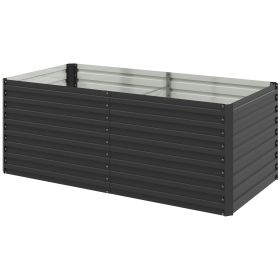 5' x 3' x 2' Raised Garden Bed, Galvanized Planter Box for Growing Flowers, Herbs and Vegetables, Dark Grey