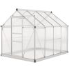 6' x 8' x 6.6' Polycarbonate Greenhouse, Walk-In Green House Kit Garden, Plants Grow, Galvanized Sheet Aluminum Frame with Rain Gutter