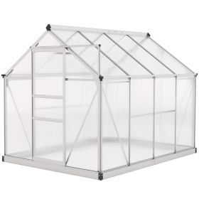 6' x 8' x 6.6' Polycarbonate Greenhouse, Walk-In Green House Kit Garden, Plants Grow, Galvanized Sheet Aluminum Frame with Rain Gutter