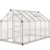 6' x 10' x 6.6' Polycarbonate Greenhouse, Walk-In Green House Kit Garden, Plants Grow, Galvanized Sheet Aluminum Frame with Rain Gutter