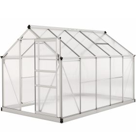 6' x 10' x 6.6' Polycarbonate Greenhouse, Walk-In Green House Kit Garden, Plants Grow, Galvanized Sheet Aluminum Frame with Rain Gutter