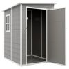 4'x5' Garden Tool Storage Shed, Lean to Shed with Window, Vent and Plastic Roof, Grey