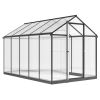 6' x 10' x 6.4' Polycarbonate Greenhouse, Aluminum Walk-In Green House Kit Garden, Plants Grow with Rain Gutter and Roof Vent, Charcoal Grey