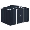 9.1'x6.4'x6.3' Garden Storage Shed w/ Foundation Kit Metal Tool Storage House w/ Double Doors Dark Grey