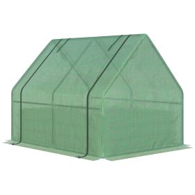Steel Outdoor Raised Garden Bed with Greenhouse,Cover, Roll Up Door, Dual Use, 50"x37.4"x36.2", Green