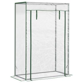40"L x 20"W x 59"H Walk-in Garden Greenhouse with Steel Frame Outdoor Hot House Tomato Plant Warm House w/ Roll up Door, Plastic Cover, Clear