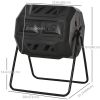 43 Gallon (160L) Tumbling Compost Bin Outdoor Dual Chamber 360° Rotating Composter with Sliding Doors, Solid Steel Frame and Gloves, Black