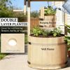 Wooden wishing well, wishing well flowerpot, natural