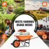 Wheelbarrow Cart, 5 Cu. Ft. Load & 330 lbs Capacity, One Wheel Garden Dump Cart, Garden Wagon with Metal Handle & 16" Wide Track Wheels