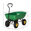 Garden Dump Cart Heavy Duty 440lbs Wagon with Steel Frame and 10'' Pneumatic Tires, Green