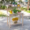 Wooden Potting Bench Garden Work Table with Storage Natural Finish