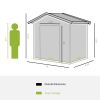 7' x 4' x 6' Garden Storage Shed Outdoor Patio Metal Tool Storage House w/ Foundation Kit and Double Doors Green