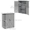 Outdoor Storage Cabinet, Wood Garden Shed with Steel Frame, Asphalt Roof, 2 Shelves and Lockable Doors, Grey