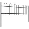 Garden Fence with Hoop Top Steel 211.4"x23.6" Black