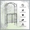 7' Metal Garden Arbor Arch with Scrollwork Doors for Ceremony, Weddings, Party, Backyard, Lawn