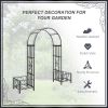 6.7' Steel Garden Arch Arbor with Scrollwork Hearts, Planter Boxes for Climbing Vines, Ceremony, Weddings, Party, Backyard, Lawn, Dark Gray
