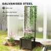 Galvanized Raised Garden Bed with Trellis, Metal Planter Box with Drainage Holes for Climbing Plants, Vegetable, Vines