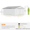 11' x 13' Garden Storage Shed - Metal Tool Storage House, Foundation Kits Included, Brown
