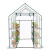 Large Walk-in Greenhouse with PE Cover & Side Windows, 12-Shelf Indoor Outdoor Portable Greenhouse for Garden Backyard, 56 x 85 x 77", White