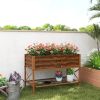 Galvanized Raised Garden Bed, Metal Planter Box with Legs, Storage Shelf and Bed Liner, Dark Brown