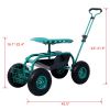 Rolling Garden Scooter Garden Cart Seat with Wheels and Tool Tray, 360 Swivel Seat,Green--refurbished