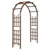 7FT Wooden Garden Arbor, Wedding Arch Backdrop Stand for Ceremony Party, Garden Pergola with Trellis for Climbing Plants, Dark Brown