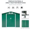 7' x 4' x 6' Garden Storage Shed Outdoor Patio Metal Tool Storage House w/ Foundation Kit and Double Doors Green
