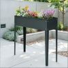 Dark Gray Metal Raised Garden Bed Elevated Planter Box with Legs And Drain Holes for Gardening And Plant Cultivation
