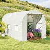Large 15' X 7' X 7' Walk-In Tunnel Greenhouse Kit with 6 Roll-up Windows & Roll up Door Steel Frame White for Garden Hot House
