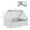 Metal Raised Garden Bed with Greenhouse, Small Planter Box with White & Silver Cover for Outdoor Gardening