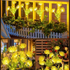 Yellow solar lantern with glowing flowers and stems, upgraded solar panels, solar lantern for outdoor garden decoration, courtyard decoration