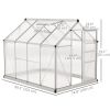 6' x 8' x 6.6' Polycarbonate Greenhouse, Walk-In Green House Kit Garden, Plants Grow, Galvanized Sheet Aluminum Frame with Rain Gutter