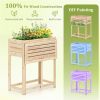 Solid Fir Wood Raised Garden Bed, Foldable Side Table DIY Paintable Planter Box for Herbs