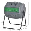 Tumbling Compost Bin Outdoor 360° Dual Chamber Rotating Composter 43 Gallon, Light Gray