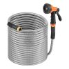 Metal Garden Hose 150 ft, Rust Proof Stainless Steel Water Hose, Heavy Duty Backyard Hose with 10 Function Nozzle, No-Kink & Flexible Water Pipe