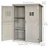 4x1.5ft Wooden Garden Sheds, Outdoor Storage with Windows and Double Door for Gardeners, Grey