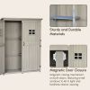 4x1.5ft Wooden Garden Sheds, Outdoor Storage with Windows and Double Door for Gardeners, Grey