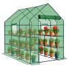 Large Walk-in Greenhouse with PE Cover & Side Windows, 12-Shelf Indoor Outdoor Portable Greenhouse for Garden Backyard, 56 x 85 x 77", Green