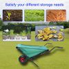 Collapsible Wheelbarrow 176 lbs Folding Yard Garden Wheelbarrow Foldable Lightweight Gardening Heavy Duty Oxford Cloth Green Lawn Cart for Grass, Leaf